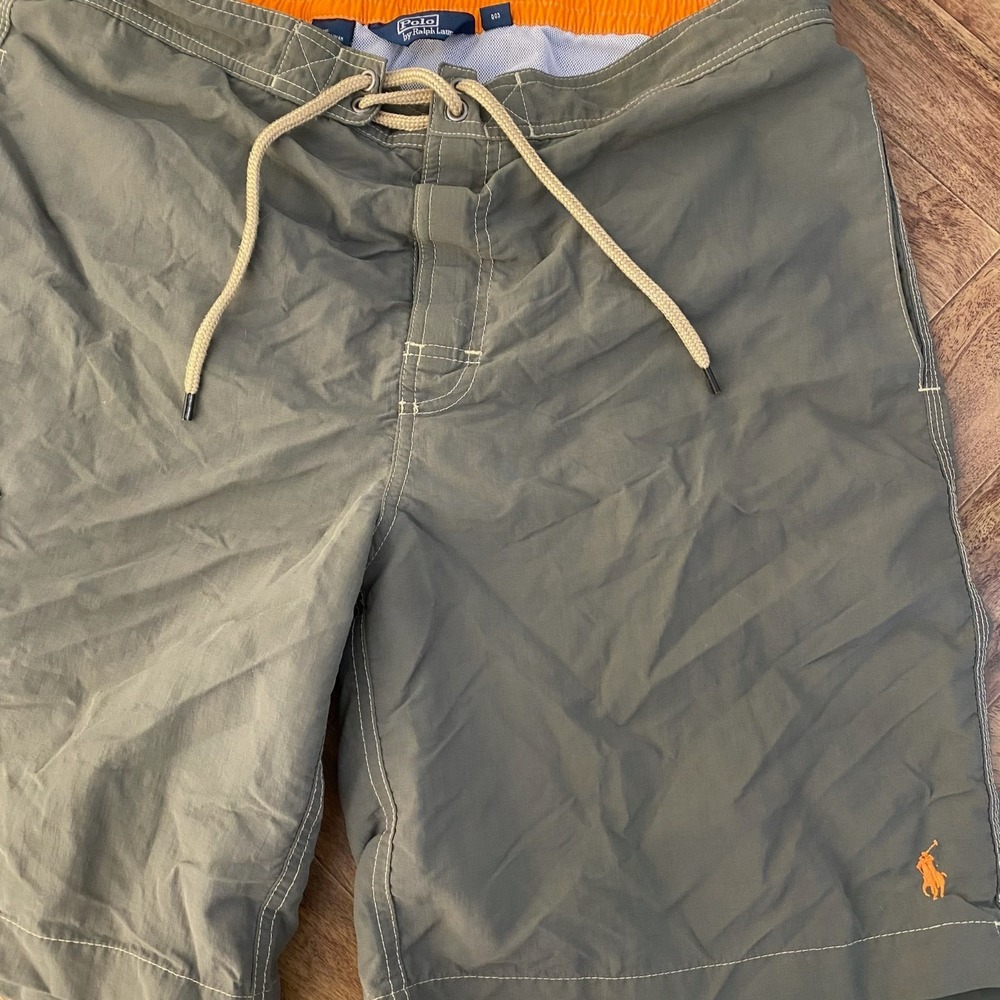 Polo Ralph Lauren Board Shorts Mens Medium Swimwear Olive Green Cargo Swim Trunk
